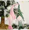 Kerst gezichtsloze pop gloeiende hanger vrolijk kerstfeest decor lange been kerstboom opknoping ornament 5 patroon groothandel