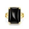 Luxo Anel de Ouro para Mulheres Real 925 Sterling Prata Gemstones Black Onyx Handmade Design Undefined Trendy Fine Jewelery Único B1205