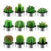 12pcs Saint-Valentin Rose Flower Candle 3D Cactus Cactus Simulate Succulent Plant Bougies Set For Weddings Home Decoration