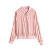 Spring Jacket Women Fashion Solid Satin Pink Lightweight Coat Manteau Femme Basic Jackets Bomber Slim Outerwear Windbreaker 201026