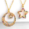 New Design Women 18k Gold Plated Jewelry Moon and Star Diamond Colorful Zircon Choker Necklace