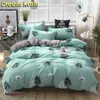 Nordic Brief Bedding Set Bed Linen Leaf Pattern Duvet Cover Sets Quilt Cover Single Double Queen King Bedclothes with Bed Sheet LJ201127