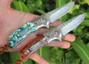 EDC pocket flipper folding blade knife vg10 damascus steel drop point blades rosewood abalone shell handle ball bearing knive