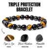Strand Beaded Strands Fashion Natural Black Obsidian Hematite Tiger Beads Bracelets On Hand Magnetic Health Protection For Men Jewelry Gift
