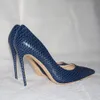 Veowalk сексуальные женские туфли на высоком каблуке с тиснением под змеиную кожу в итальянском стиле темно-синие модные женские туфли-лодочки на очень высокой шпильке J1215
