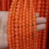 1strand Lot Orange Quartz Crystal Stone Perles rondes 4 6 8 10 12mm Perle d'espacement en vrac pour les résultats de fabrication de bijoux Bracelet à bricoler soi-même H Jllnet