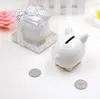 Party Favor Ceramic Mini Spargris i presentförpackning med Polka-dot Bow Coin Box för baby shower Favors Chopening Gifts RRB14164