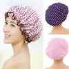 Shower Cap Bath Hat Peva Waterproof Double Layer Women Supplies Bathroom Accessories Shower Hair Cover H jllxti