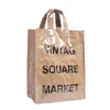 Sacs à provisions fourre-tout en papier kraft plissé lettre vintage grande capacité sac à bandoulière étanche sac à main et sacs à main T200915262p