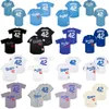 1955 Vintage Baseball 42 Jackie Robinson Retro Jersey Cool Base Cool Colore Blu Bianco Grigio Nero Tutto cucito per gli appassionati di sport in pensione Cooperstown traspirante alto / top