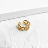 Gold Color Textured Chain Rings Curb Link Geometric Rings for Women Minimalist Open Stacking Rings Adjustable 222Y