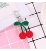 Bonito feito à mão tricô onda grande cereja morango chaveiros para mulheres engraçado frutas chaveiros saco pendurado porta-chaves do carro keyrings7346860