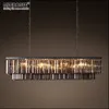 現代の長方形のペンダントランプK9クリスタルブラックシャンデリア屋内照明ぶら下がっているレストルデクリスタルランプダイニングルームのホワイヤ