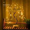 Ledd koppar tråd natt ljus träd fe lampor hem dekoration nattlampor för sovrum sängbordslampa USB och batteri drivs