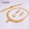 Schmucksets für Frauen Dubai 24k Gold Farbe Indien Nigeria Hochzeit Geschenke Halskette Ohrringe Armband Ring Set Äthiopien Schmuck 201215