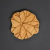 자연 대나무 테이블 매트 컵 코스터 티 컵 패드 레트로 로터스 조각 친환경 둥근 단열 찻집 액세서리