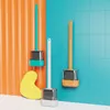 Supports de brosses de toilettes Brosse de toilette en silicone souple sans poinçon mural avec base au sol Sans angle mort Brosses de toilette Outil de nettoyage de salle de bain ZL0427