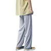 Bahar Yaz Geniş-Bacak Pantolon erkek Moda Katı Renk Rahat Pantolon Erkekler Streetwear Gevşek Düz Buz Ipek Pantolon Erkek Pantolon G0104