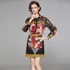 Runway Sicilian Roses Autumn Suit Women's Two Piece Suits See Through Lace Ruffles hylsa skjortor + blommig kort kjol 2stuppsättningar 220221