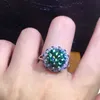 Superbe 3ct bague verte 925 en argent sterling bague de fiançailles bagues de mariage pour les femmes bijoux de fête de doigt de mariée 211217