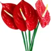 10pcs plastikowy Anthurium kwiat sztuczne czerwone lilia kwiaty na przyjęcie bożonarodzeniowe domek kwiatowy 42508521353465