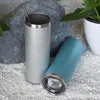 US Magazyn 20oz Sublimacja Proszek Proszek Glitter Prosto Tumbler Z Plastikowymi Słomami I Pokrywy 4 Kolor Próżniowa Izolowana Podwójna ściana Przenośna Kubek Wody B1