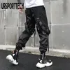 Streetwear Mężczyźni Multi Kieszenie Harem Cargo Spodnie Hip Hop Casual Male Track Spodnie Joggers Spodnie Moda Harajuku Men Spodnie 220311