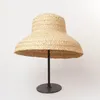 Chapeaux d'été pour les femmes rétro plat tombant chapeau bord fait à la main raphia chapeau de paille dames en plein air protection solaire plage chapeau de paille Y200602