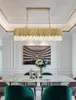 Złota stal nierdzewna Kryształowa żyrandol prostokątna LED Restauracja Lampa Luksusowy salon Hotel Engineering Dekoracyjna lampa