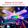 Bluetooth Music Light RGB LED 램프 4 잎 팬 모양 50W E27 전구가 원격 제어 접이식 스마트 스피커 조명