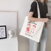 New Cotton Twill Canvas Shoulder Bag Cute Cartoon Printing Women Large Handbag Big Tote Quality Thick Shopping Bags For Ladies