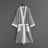 Masculina Sleepwear Dormir Robes Algodão Waffle Bathrobes Long Design Casal Mulheres Camisola Plus Size Robe1