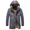 Inverno Quente Homens Casaco Casual Outono Fleece Long Thick Jacket Outwear Com Capuz Multi-bolso masculino roupas para baixo parka 201204