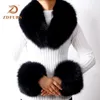 Scarves ZDFURS 2021 Arrival Real Fur Raccoon Collar Cuffs Women Winter Fashion And Cuff One Set1238z