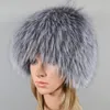 Chapeau en vraie fourrure véritable pour femmes, écharpe pour filles, bandeaux en vraie fourrure naturelle, casquette d'hiver en tricot, bonnets, nouvelle collection