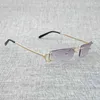 2023 Designer Glasögon Modell Vintage Small Lens Wire Men Rimless Square Sun Women For Outdoor Club Clear Glasses Frame Oculos Shades PXS5 Solglasögon