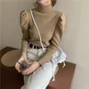 Nomikuma Herbst Winter Rollkragen Pullover Strickwaren Koreanische Puff Langarm Frauen Gestrickte Tops Schlank Baisc Pull Femme 6D078 210203