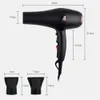 Professional Hair Dryer Hot and Cold Wind Blower 2400W Powerful Blowdryer Compact Multifunction Speed 3 Heating Adj Nozzles
