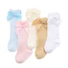 10pairs / 20 pcs bow girls para longas meias de malha de verão meias de algodão recém-nascido recém-nascido criança princesa meninas joelheiras altas meias