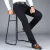 Autumn Winter Men's Stretch Jeans Business Casual Classic Style Trousers Black Gray Straight Denim Pants Male Brand 220115