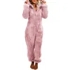 Hiver chaud pyjamas femmes moelleux polaire combinaisons vêtements de nuit ensemble grande taille capuche ensembles pyjamas Onesie pour femmes adultes