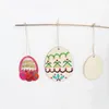 Easter Wooden Pendants Decorations Pendant 10Pcs DIY Carved Wooden Egg Hanging Pendants Ornaments Creative Wooden Craft Party Favors ZYY396b