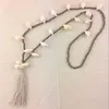 Correntes jóias dongmu jóias bohemian praia colar de casca de moda de madeira pearl tassel mulher mão longa cadeia presente de aniversário