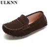 ULKNN candy color children soft leather loafers kids fashion casual boys and girls boat shoes single shoes 21-32 gray shoe LJ201027