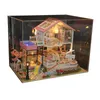 fai da te casa delle bambole in legno grande miniatura bambino casa delle bambole giocattolo giardino miniature casa delle bambole cucina domek dla lalek Drewniany regali 201217