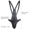 Fetish Men Leather Bondage Sissy Pants BDSM Body Harness Open Crotch Jumpsuits Pole Dance Crotchless for Adult Gay Sex