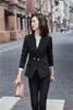 Femmes formelles costumes pantalons Blazer et veste ensembles vêtements de travail dames bureau uniformes Styles pantalons élégants1