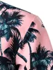 Pembe Hawaiian Plajı Kısa Kollu Gömlek Erkekler 2019 Yaz Moda Palmiye Ağacı Baskı Tropikal Aloha Gömlekler Erkek Partisi Tatil Kemezi Y2296K