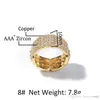 Temperament ECED OUT CZ MENS RINGEN GOLD GOLD SILGED FINGER RINGEN BLING BLING HIP HOP JUDER2085