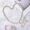 Moda Kobiety Paski Hip Wysoka Talia Złoty Srebrny Metalowy Łańcuch Pasek Chunky Fringes Crystal Diamond Waist Chain G220301